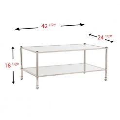 Britt 43 in. Silver Large Rectangle Glass Coffee Table with Storage by Southern Enterprises 12 Britt 43 in. Silver Large Rectangle Glass Coffee Table with Storage by Southern Enterprises -Southern Enterprises Sales metallic silver southern enterprises coffee tables hd748634 1f 1000