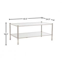 Britt 43 in. Silver Large Rectangle Glass Coffee Table with Storage by Southern Enterprises 10 Britt 43 in. Silver Large Rectangle Glass Coffee Table with Storage by Southern Enterprises -Southern Enterprises Sales metallic silver southern enterprises coffee tables hd748634 40 1000