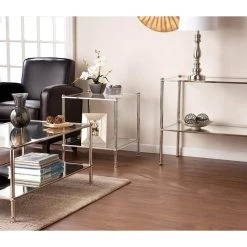 Britt 43 in. Silver Large Rectangle Glass Coffee Table with Storage by Southern Enterprises 11 Britt 43 in. Silver Large Rectangle Glass Coffee Table with Storage by Southern Enterprises -Southern Enterprises Sales metallic silver southern enterprises coffee tables hd748634 c3 1000