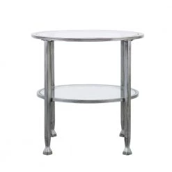 Galena Metallic Silver and Glass Round End Table by Southern Enterprises -Southern Enterprises Sales metallic silver southern enterprises end side tables hd748344 4f 1000