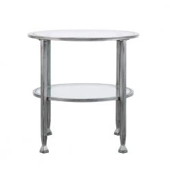 Galena Metallic Silver and Glass Round End Table by Southern Enterprises -Southern Enterprises Sales metallic silver southern enterprises end side tables hd748344 fa 1000