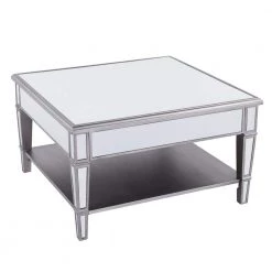 Eshom 29 in. Silver Medium Square Glass Coffee Table with Shelf by Southern Enterprises 17 Eshom 29 in. Silver Medium Square Glass Coffee Table with Shelf by Southern Enterprises -Southern Enterprises Sales mirror w brushed matte silver finish southern enterprises coffee tables hd598949 1f 1000