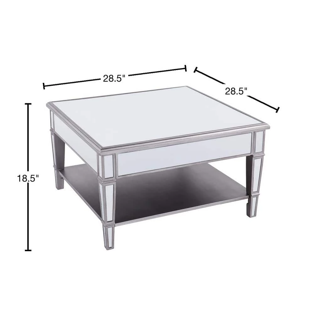 Eshom 29 in. Silver Medium Square Glass Coffee Table with Shelf by Southern Enterprises 5 Eshom 29 in. Silver Medium Square Glass Coffee Table with Shelf by Southern Enterprises - Image 3