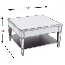 Eshom 29 in. Silver Medium Square Glass Coffee Table with Shelf by Southern Enterprises 20 Eshom 29 in. Silver Medium Square Glass Coffee Table with Shelf by Southern Enterprises -Southern Enterprises Sales mirror w brushed matte silver finish southern enterprises coffee tables hd598949 76 1000