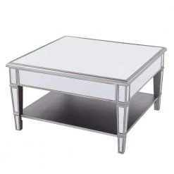 Eshom 29 in. Silver Medium Square Glass Coffee Table with Shelf by Southern Enterprises 19 Eshom 29 in. Silver Medium Square Glass Coffee Table with Shelf by Southern Enterprises -Southern Enterprises Sales mirror w brushed matte silver finish southern enterprises coffee tables hd598949 fa 1000