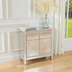 Vernon Mirrored Storage Accent Cabinet by Southern Enterprises -Southern Enterprises Sales mirror with metallic silver trim southern enterprises accent cabinets hd862323 31 1000