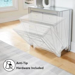 Vernon Mirrored Storage Accent Cabinet by Southern Enterprises -Southern Enterprises Sales mirror with metallic silver trim southern enterprises accent cabinets hd862323 44 1000