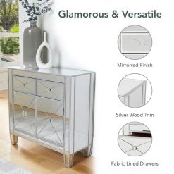Vernon Mirrored Storage Accent Cabinet by Southern Enterprises -Southern Enterprises Sales mirror with metallic silver trim southern enterprises accent cabinets hd862323 76 1000