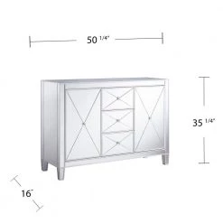 Pavel 50.25 in. Rectangle Wood 3-Drawer Silver Mirrored Cabinet by Southern Enterprises -Southern Enterprises Sales mirrored finish with matte silver trim southern enterprises end side tables hd473857 76 1000