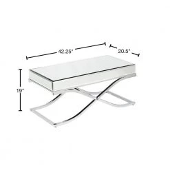 Alice 43 in. Clear Large Rectangle Glass Coffee Table by Southern Enterprises -Southern Enterprises Sales mirrored with chrome finish southern enterprises coffee tables hd864976 40 1000