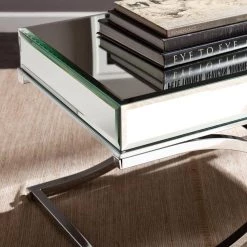 Alice 43 in. Clear Large Rectangle Glass Coffee Table by Southern Enterprises -Southern Enterprises Sales mirrored with chrome finish southern enterprises coffee tables hd864976 c3 1000