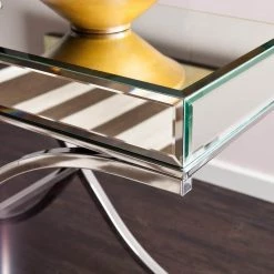 Alice 43 in. Clear Glass Rectangle Mirrored Console Table by Southern Enterprises -Southern Enterprises Sales mirrored with chrome finish southern enterprises console tables hd864990 4f 1000