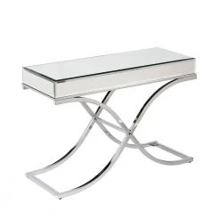Alice 43 in. Clear Glass Rectangle Mirrored Console Table by Southern Enterprises