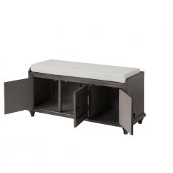 Gray Homes Collection Wood Storage Bench with 2-Cabinets (18.3 in. H x 42.1 in. W x 15.4 in. D) by Huluwat -Southern Enterprises Sales n a huluwat dining benches dj tc wf195952aae 1f 1000