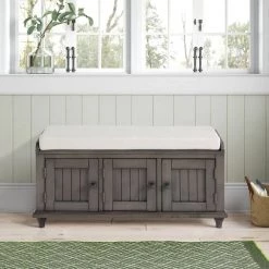 Gray Homes Collection Wood Storage Bench with 2-Cabinets (18.3 in. H x 42.1 in. W x 15.4 in. D) by Huluwat -Southern Enterprises Sales n a huluwat dining benches dj tc wf195952aae 31 1000