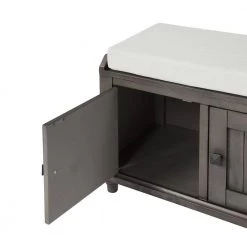 Gray Homes Collection Wood Storage Bench with 2-Cabinets (18.3 in. H x 42.1 in. W x 15.4 in. D) by Huluwat -Southern Enterprises Sales n a huluwat dining benches dj tc wf195952aae 4f 1000