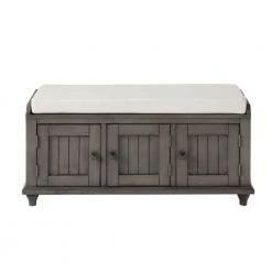 Gray Homes Collection Wood Storage Bench with 2-Cabinets (18.3 in. H x 42.1 in. W x 15.4 in. D) by Huluwat