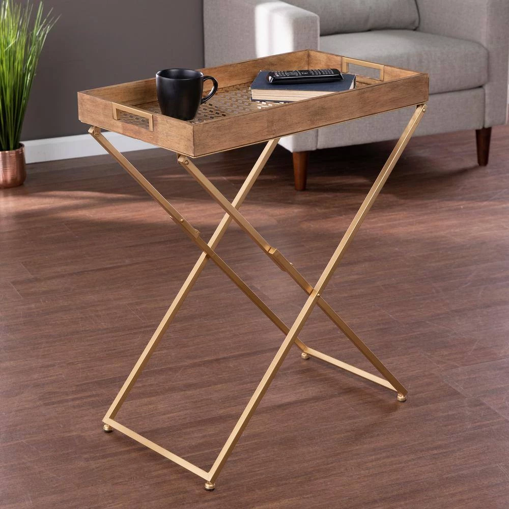 Tucker 26 in. Wooden Rectangle Folding Side Table by Southern Enterprises 9 Tucker 26 in. Wooden Rectangle Folding Side Table by Southern Enterprises - Image 7