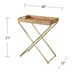 Tucker 26 in. Wooden Rectangle Folding Side Table by Southern Enterprises 19 Tucker 26 in. Wooden Rectangle Folding Side Table by Southern Enterprises -Southern Enterprises Sales natural and gold finish southern enterprises end side tables hd473666 fa 1000