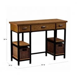 42 in. Natural Brown Rectangular 3 -Drawer Writing Desk with Keyboard Tray by Southern Enterprises -Southern Enterprises Sales natural brown southern enterprises writing desks hd888583 40 1000