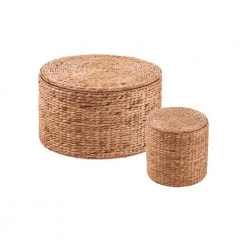 Freedrick 14 in. Round Water Hyacinth Storage Tables - 2pc Set by Southern Enterprises -Southern Enterprises Sales natural finish southern enterprises end side tables hd473819 44 1000