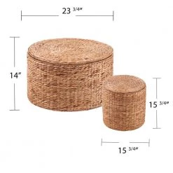 Freedrick 14 in. Round Water Hyacinth Storage Tables - 2pc Set by Southern Enterprises -Southern Enterprises Sales natural finish southern enterprises end side tables hd473819 76 1000