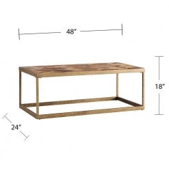 Silva 48 in. Natural Reclaimed Wood/Antique Brass Large Rectangle Wood Coffee Table by Southern Enterprises -Southern Enterprises Sales natural reclaimed wood and antique brass finish southern enterprises coffee tables hd598727 44 1000