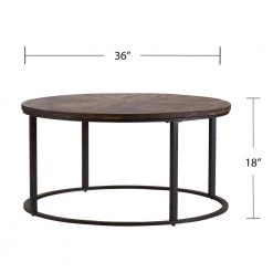 Latta 36 in. Gray/Black Medium Round Wood Coffee Table by Southern Enterprises -Southern Enterprises Sales natural reclaimed wood and black finish southern enterprises coffee tables hd598697 44 1000