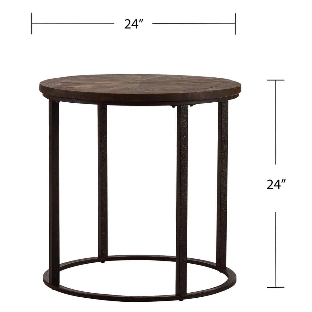Latta Natural Reclaimed Wood Round Industrial End Table by Southern Enterprises 9 Latta Natural Reclaimed Wood Round Industrial End Table by Southern Enterprises - Image 7