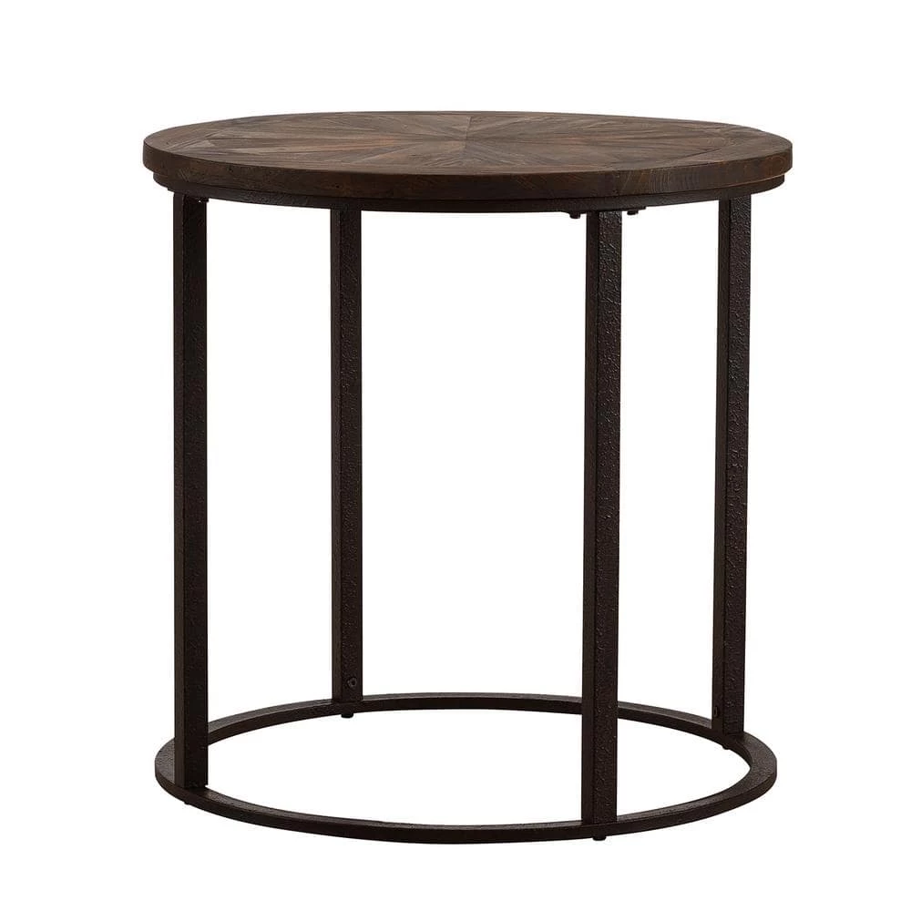 Latta Natural Reclaimed Wood Round Industrial End Table by Southern Enterprises 4 Latta Natural Reclaimed Wood Round Industrial End Table by Southern Enterprises - Image 2
