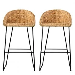 Lawlins 40.75 in. Natural Backed Metal Bar Stool with Water Hyacinth Seat (Set of 2) by Southern Enterprises -Southern Enterprises Sales natural southern enterprises bar stools hd391878 c3 1000