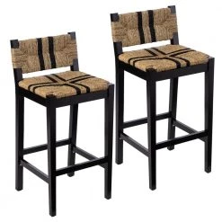 Southern Enterprises Sales 26 Griffin 38.5 in. Natural Backed Wood Bar Stool with Seagrass Seat (Set of 2) by Southern Enterprises