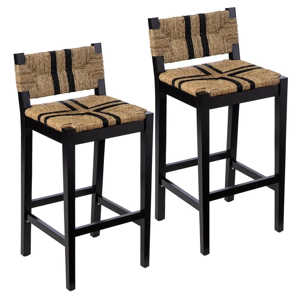 Griffin 38.5 in. Natural Backed Wood Bar Stool with Seagrass Seat (Set of 2) by Southern Enterprises 3 Griffin 38.5 in. Natural Backed Wood Bar Stool with Seagrass Seat (Set of 2) by Southern Enterprises