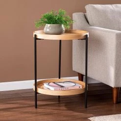 Vanderbuilt 19.75 in. Natural Round MDF End Table by Southern Enterprises -Southern Enterprises Sales natural southern enterprises end side tables hd391915 31 1000