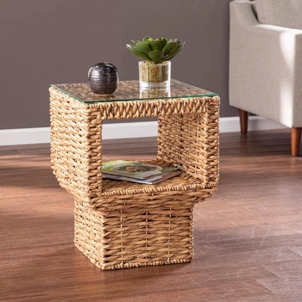 Paulsen 18 in. Natural Square Glass End Table by Southern Enterprises 7 Paulsen 18 in. Natural Square Glass End Table by Southern Enterprises - Image 5