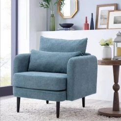 Navy Blue Upholstered Accenting Chair with Solid Wood Legs(Set of 1) by Huluwat -Southern Enterprises Sales navy blue huluwat accent chairs dj tc pp284075aav 31 1000