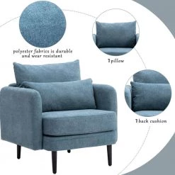 Navy Blue Upholstered Accenting Chair with Solid Wood Legs(Set of 1) by Huluwat -Southern Enterprises Sales navy blue huluwat accent chairs dj tc pp284075aav 4f 1000