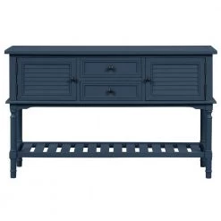 47 in. Navy Blue Modern Rectangle Wood Console Table for Living Room with 2-Drawers, 2-Cabinets and 1-Shelf by Huluwat