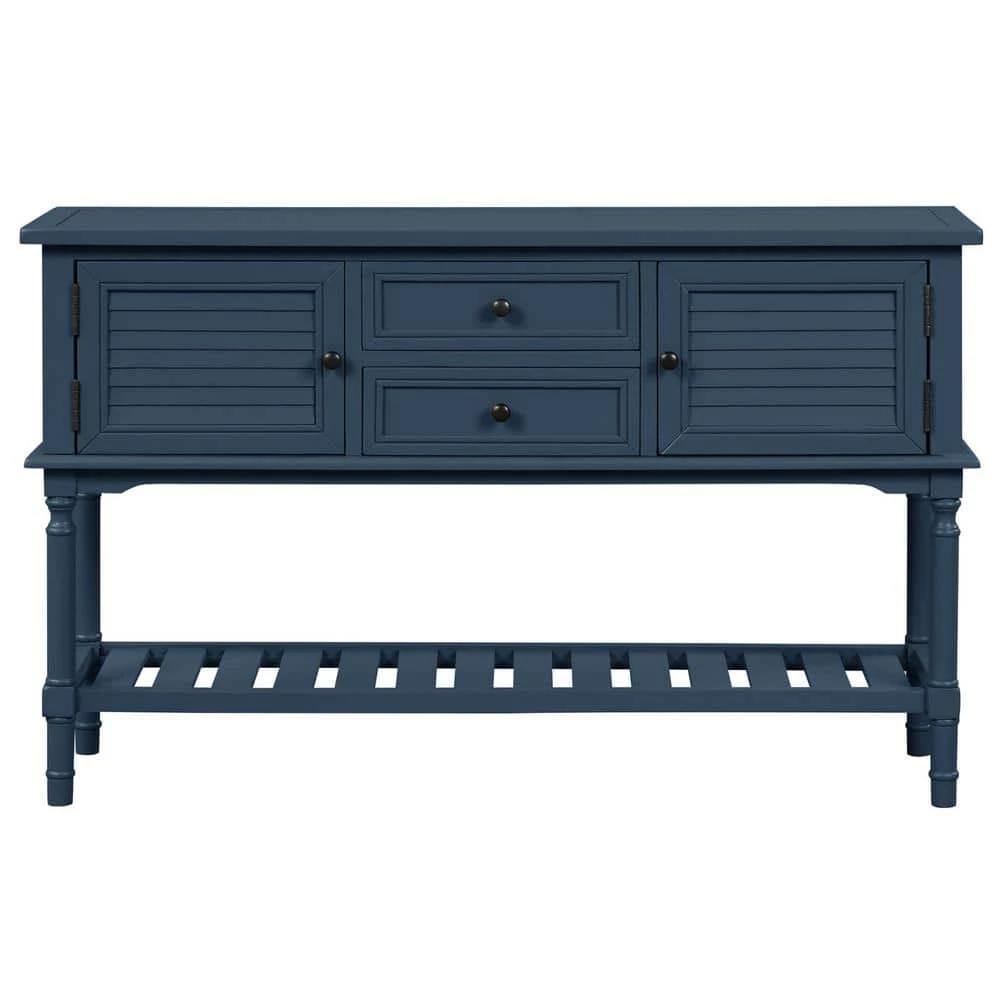 47 in. Navy Blue Modern Rectangle Wood Console Table for Living Room with 2-Drawers, 2-Cabinets and 1-Shelf by Huluwat 3 47 in. Navy Blue Modern Rectangle Wood Console Table for Living Room with 2-Drawers, 2-Cabinets and 1-Shelf by Huluwat