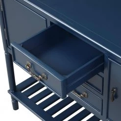 45 in. Navy Blue Modern Rectangle Solid Wood Console Table for Living Room with 3-Drawers, 2-Cabinets and 1-Shelf by Huluwat -Southern Enterprises Sales navy blue huluwat console tables dj tc wf280256aav 44 1000