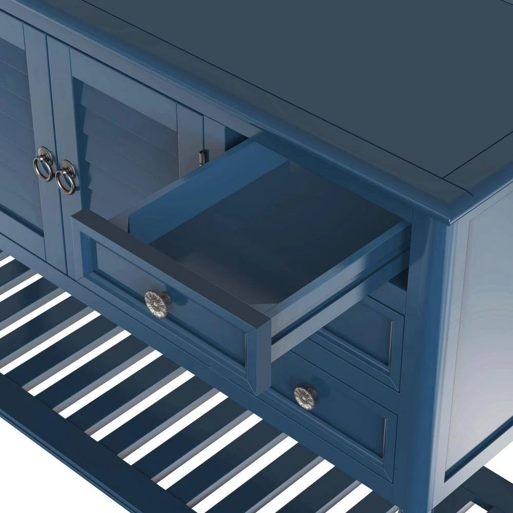 45 in. Navy Blue Modern Rectangle Wood Console Table for Living Room with 6-Drawers, 1-Cabinets and 1-Shelf by Huluwat 8 45 in. Navy Blue Modern Rectangle Wood Console Table for Living Room with 6-Drawers, 1-Cabinets and 1-Shelf by Huluwat - Image 6