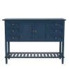 45 in. Navy Blue Modern Rectangle Wood Console Table for Living Room with 6-Drawers, 1-Cabinets and 1-Shelf by Huluwat -Southern Enterprises Sales navy blue huluwat console tables dj tc wf280260aav 64 1000
