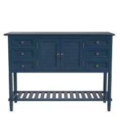 45 in. Navy Blue Modern Rectangle Wood Console Table for Living Room with 6-Drawers, 1-Cabinets and 1-Shelf by Huluwat