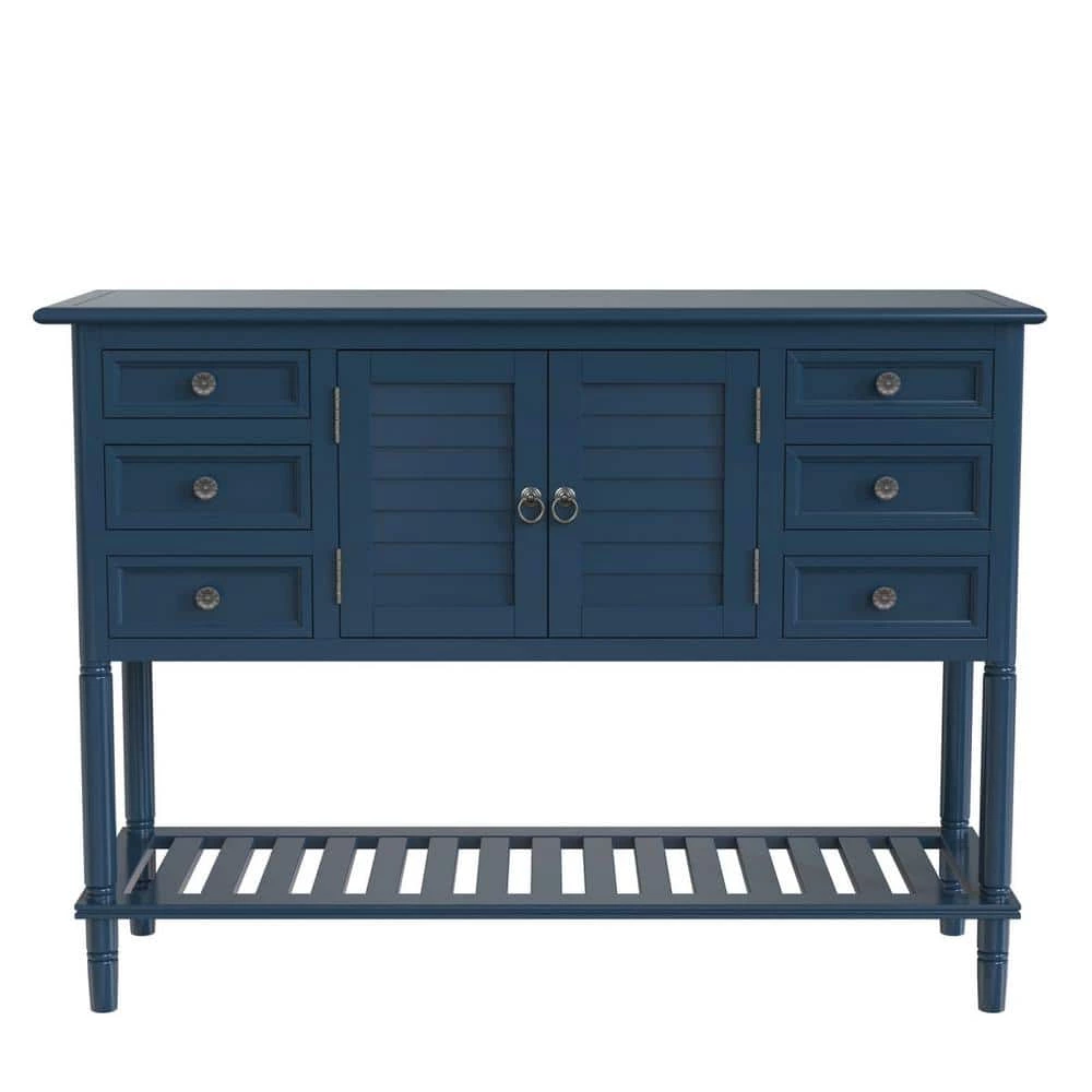 45 in. Navy Blue Modern Rectangle Wood Console Table for Living Room with 6-Drawers, 1-Cabinets and 1-Shelf by Huluwat 3 45 in. Navy Blue Modern Rectangle Wood Console Table for Living Room with 6-Drawers, 1-Cabinets and 1-Shelf by Huluwat