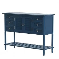 45 in. Navy Blue Modern Rectangle Wood Console Table for Living Room with 6-Drawers, 1-Cabinets and 1-Shelf by Huluwat 20 45 in. Navy Blue Modern Rectangle Wood Console Table for Living Room with 6-Drawers, 1-Cabinets and 1-Shelf by Huluwat -Southern Enterprises Sales navy blue huluwat console tables dj tc wf280260aav 76 1000