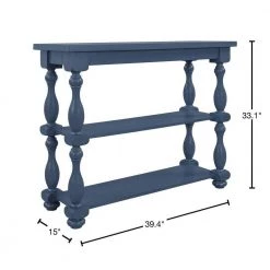 39.4 in. Navy Blue Modern Rectangle Wood Console Table for Hallway Living Room with 2-Shelves by Huluwat -Southern Enterprises Sales navy blue huluwat console tables dj tc wf285066aav 40 1000
