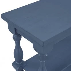 39.4 in. Navy Blue Modern Rectangle Wood Console Table for Hallway Living Room with 2-Shelves by Huluwat -Southern Enterprises Sales navy blue huluwat console tables dj tc wf285066aav 4f 1000