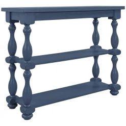 39.4 in. Navy Blue Modern Rectangle Wood Console Table for Hallway Living Room with 2-Shelves by Huluwat -Southern Enterprises Sales navy blue huluwat console tables dj tc wf285066aav 76 1000