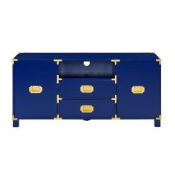 Black 52 in. Navy Engineered Wood TV Stand Fits TVs Up to 50 in. by Southern Enterprises -Southern Enterprises Sales navy finish southern enterprises tv stands hd530369 4f 1000