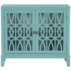 Navy Green Accent Buffet Sideboard Storage Wooden Cabinet with Doors and Adjustable Shelf by Huluwat
